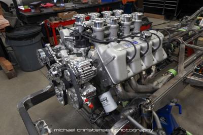 The engine is a Ford Boss 572 fitted with Jon Kaase injection and accessories. It will definitely provide plenty of power!