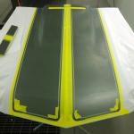 Painted rally stripes to match the factory dimensions exactly.